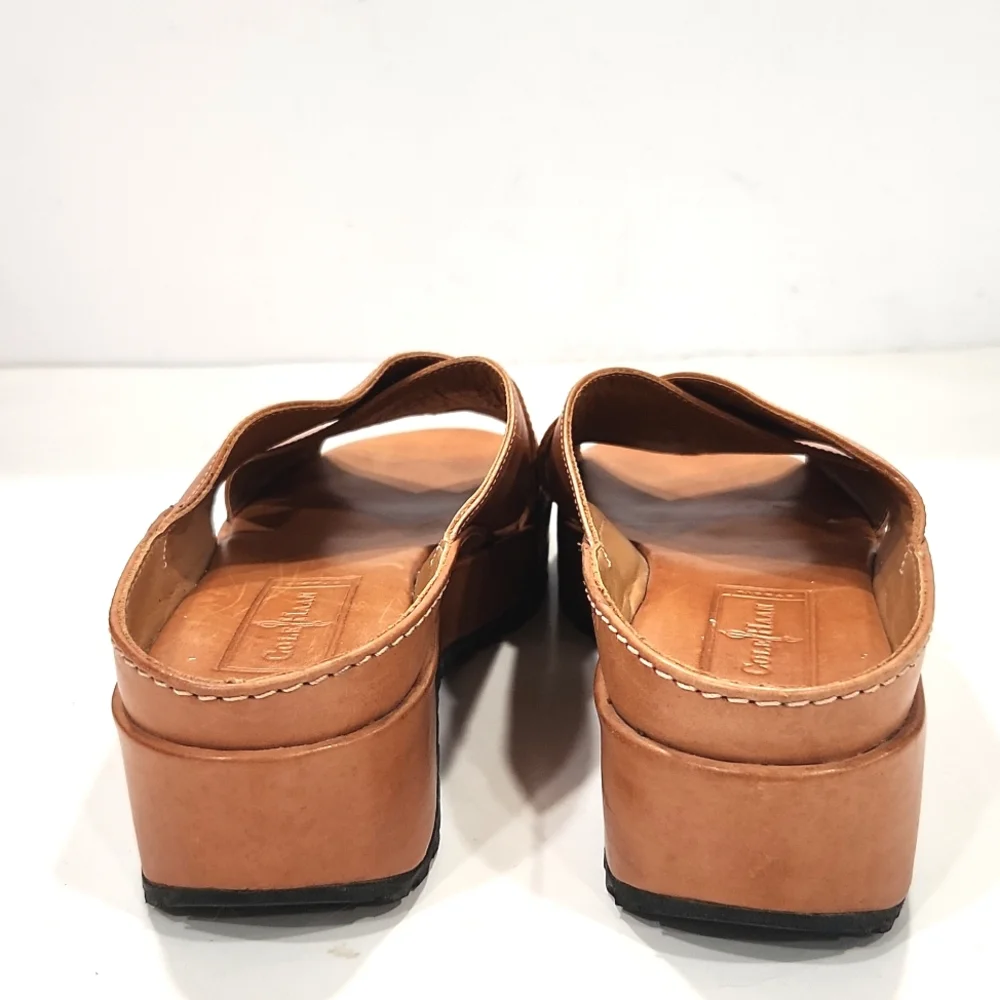 Cole Haan Genuine Leather Criss Cross Slides Women's Size 6 B Like New!!